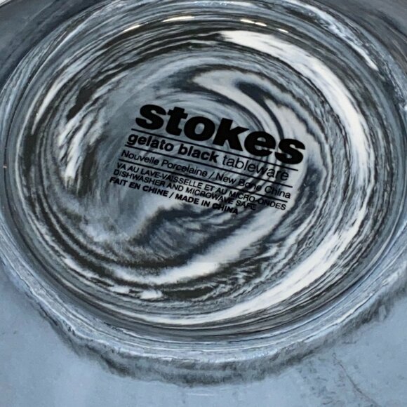 Set of 4 Gray and White Marbleized Ceramic Bowls Gelato Black from Stokes - Picture 4 of 4